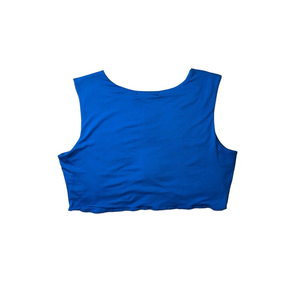 Design History Cyan Blue 3D Rosette Floral Cropped Top Upcycled NWT, Size S - Picture 2 of 4